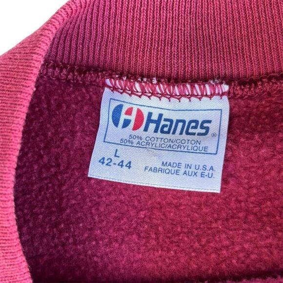 Vintage Hanes Men's L Maroon Crewneck Sweatshirt Pullover Hanes - Picture 4 of 4